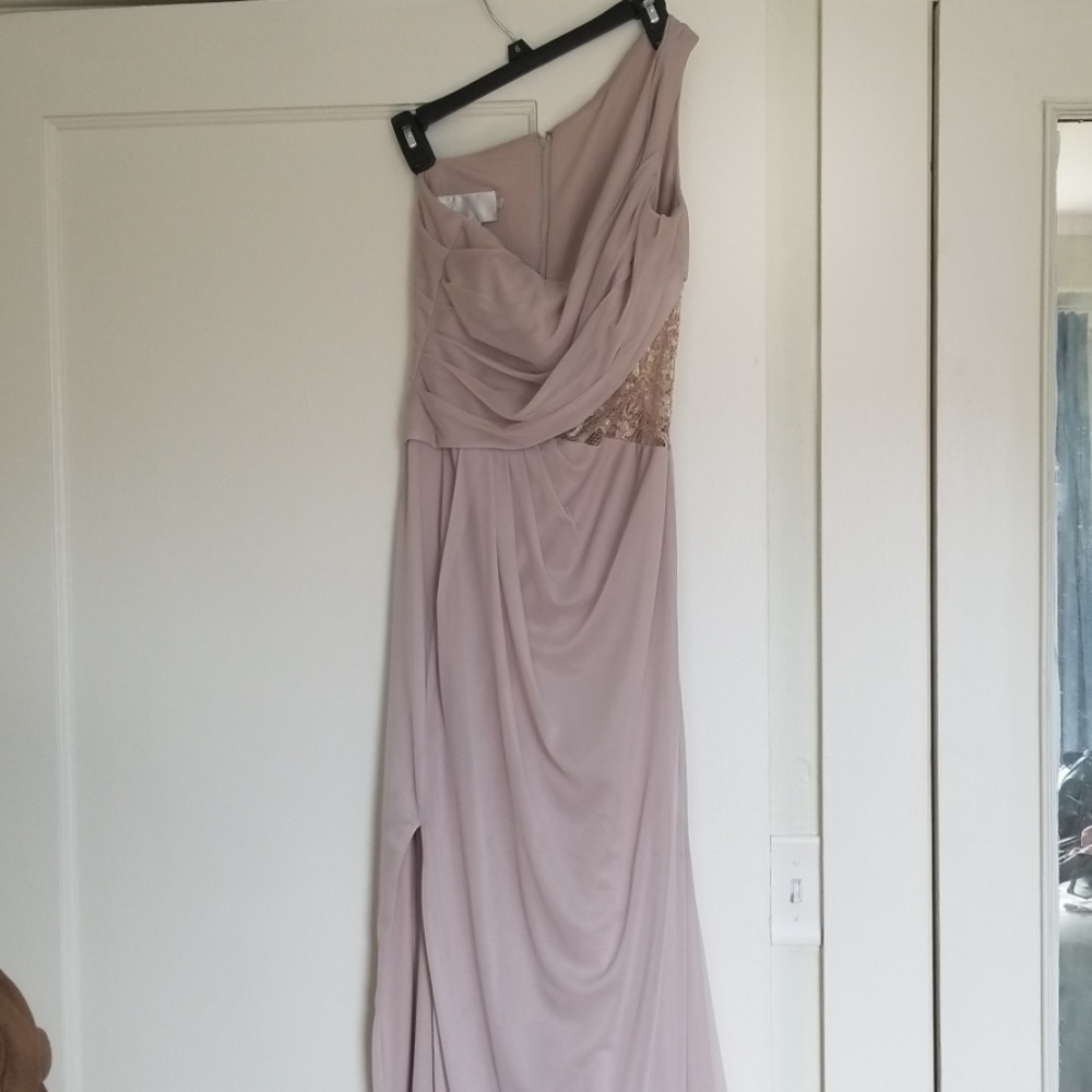 Beige bridesmaid dress from David's Bridal